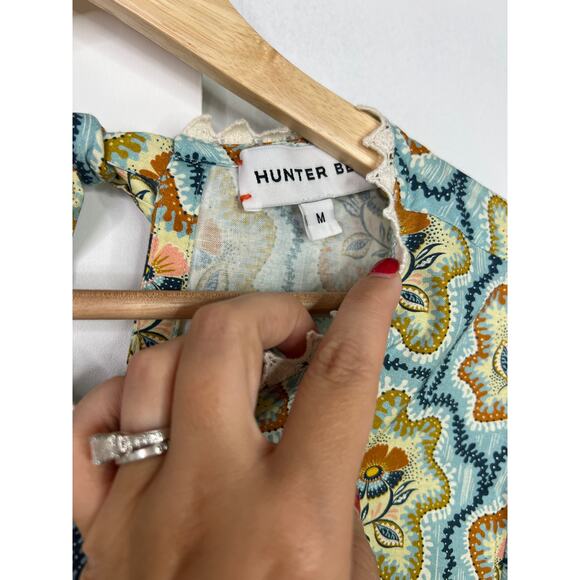 NEW Hunter Bell Puff Sleeves Peplum Cotton Lenny Tea Time Floral Top Blouse - Picture 4 of 9